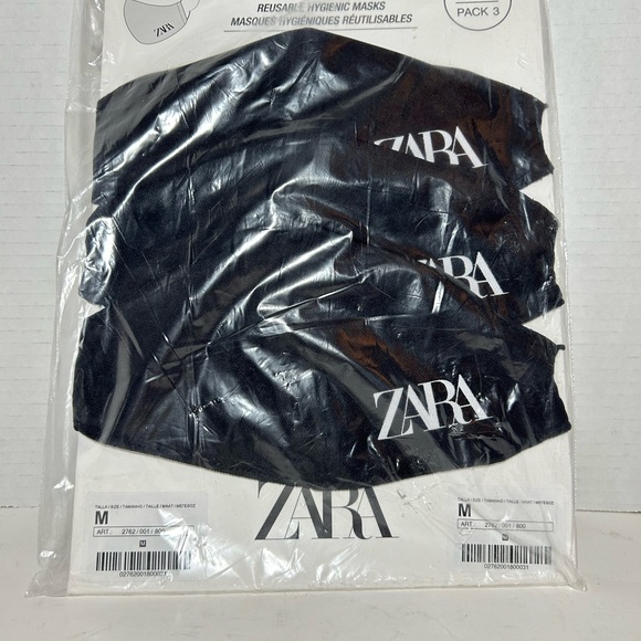NEW ZARA REUSABLE FACE MASKS (PACK OF 3) BLACK - Picture 3 of 7